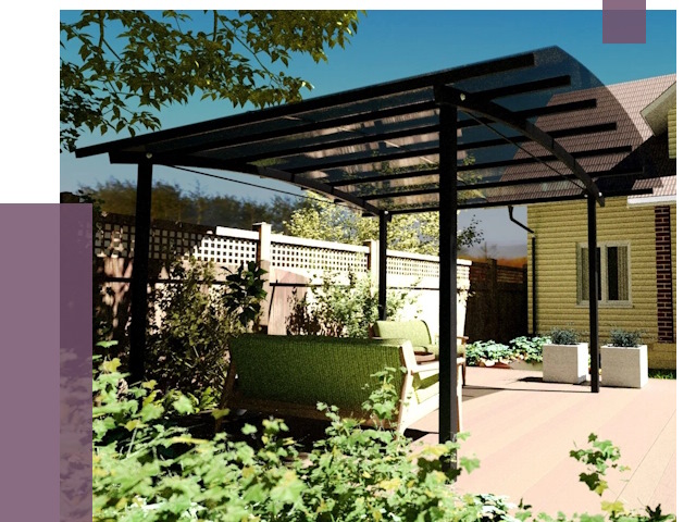 Навесы для террасы в Железногорске от 13180 руб. под ключ | ПРОЛЁТ-Жлр