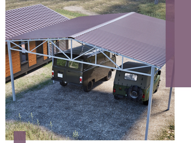 Двускатные навесы под ключ в Железногорске — изготовление и монтаж